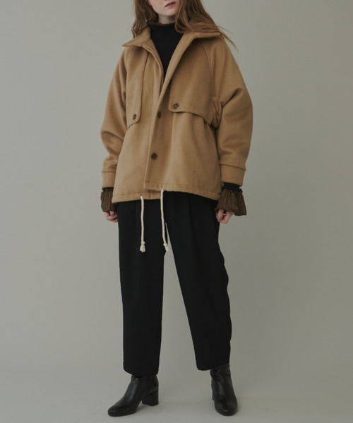 Libra Cue（リブラ キュー）の「ルーズシルエットタックスラックスパンツ（スラックス・レディース・カーキ/ブラック・FREE）」の10枚目の写真