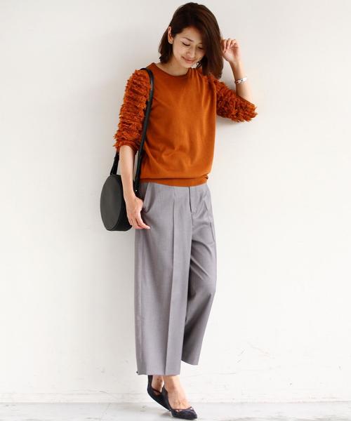 BEAUTY&YOUTH UNITED ARROWS(ビューティーアンドユースユナイテッドアローズ)の「BY ∵袖フリンジ7分丈ニットプルオーバー ◆(ニット/セーター・レディース・オフホワイト/ブラック/ブラウン・FREE)」の6枚目の写真