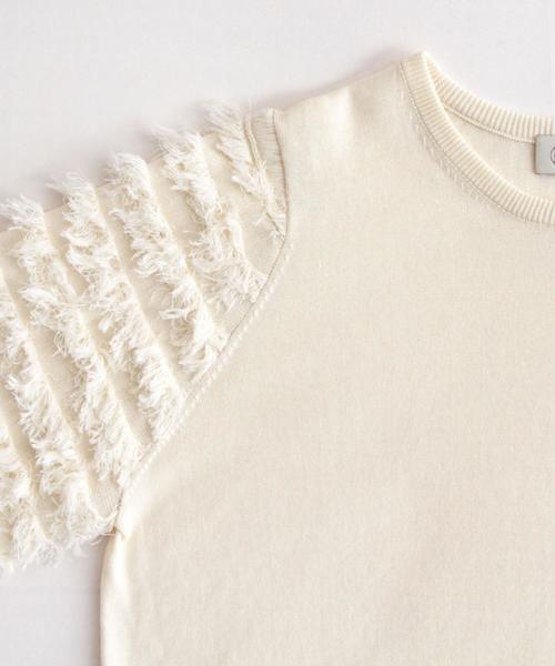 BEAUTY&YOUTH UNITED ARROWS(ビューティーアンドユースユナイテッドアローズ)の「BY ∵袖フリンジ7分丈ニットプルオーバー ◆(ニット/セーター・レディース・オフホワイト/ブラック/ブラウン・FREE)」の11枚目の写真