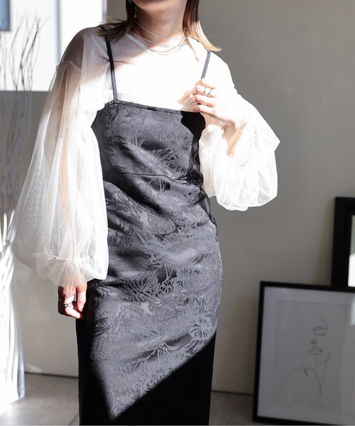 ULEULA（ウルア）の「ジャガードロングワンピース（ワンピース・レディース・アイボリー/ブラック・FREE）」の4枚目の写真