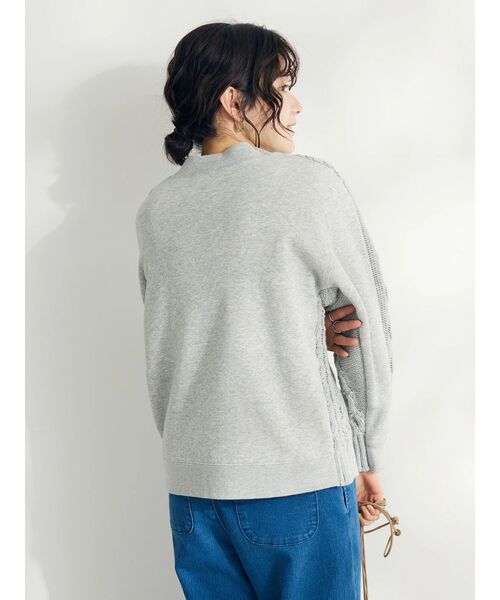 CRAFT STANDARD BOUTIQUE(クラフトスタンダードブティック)の「ケーブルニットドッキングスウェット(スウェット・レディース・杢グレー/モカ/レッド/ブラック/アイボリー/ブルー・FREE)」の11枚目の写真