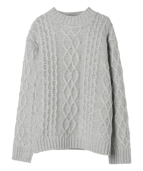 CRAFT STANDARD BOUTIQUE(クラフトスタンダードブティック)の「ケーブルニットドッキングスウェット(スウェット・レディース・杢グレー/モカ/レッド/ブラック/アイボリー/ブルー・FREE)」の7枚目の写真