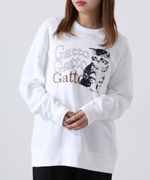 spiritoso 猫プリント裏毛スウェット