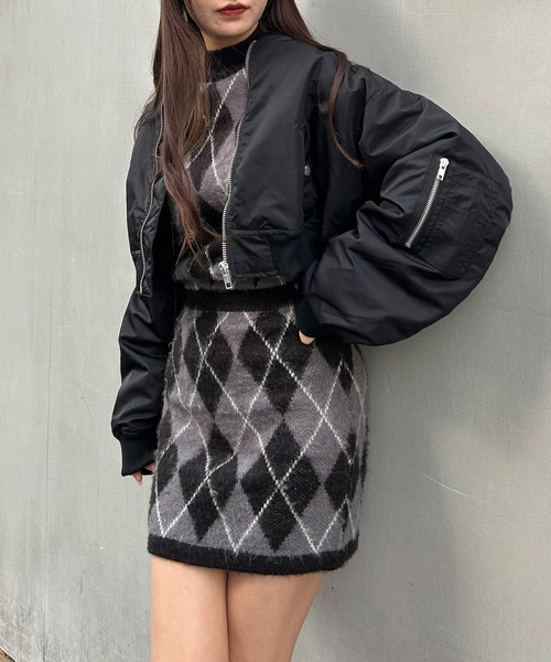 INGNI（イング）の「クロップド丈MA-1（MA-1・レディース・グレー/ブラック/カーキ・M）」の13枚目の写真