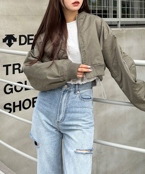 INGNI（イング）の「クロップド丈MA-1（MA-1・レディース・グレー/ブラック/カーキ・M）」の22枚目の写真