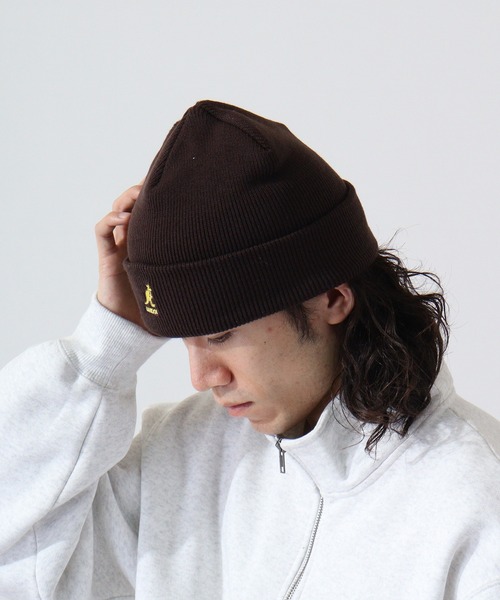 KANGOL(カンゴール)の「KANGOL ACRYLIC CUFF PULL-ON(ニットキャップ/ビーニー・メンズ・キャメル/ブラック×ゴールド/ダークグレー/ダークグリーン/ブラック/ダークブラウン/ライトオレンジ系/ブラック系/カーキ・FREE)」の19枚目の写真