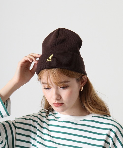 KANGOL(カンゴール)の「KANGOL ACRYLIC CUFF PULL-ON(ニットキャップ/ビーニー・メンズ・キャメル/ブラック×ゴールド/ダークグレー/ダークグリーン/ブラック/ダークブラウン/ライトオレンジ系/ブラック系/カーキ・FREE)」の18枚目の写真
