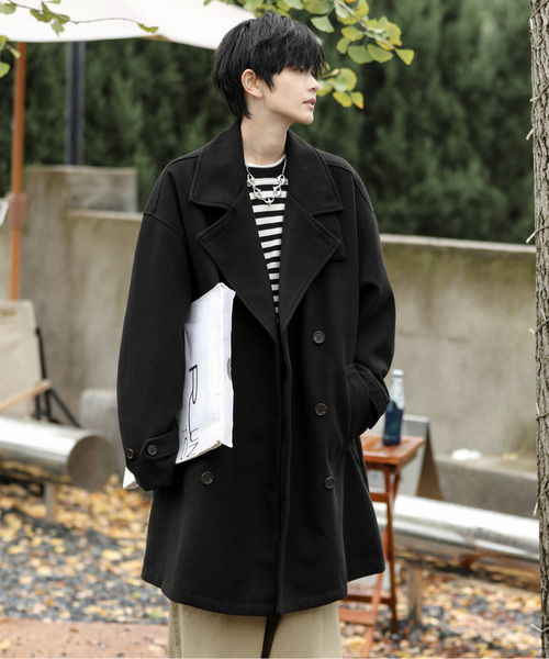 neos（ネオス）の「【neos -addictive design-】ビッグシルエット ウールライク ハーフ トレンチコート（トレンチコート・メンズ・ダークブラウン/チャコールグレー/グレイッシュベージュ/ブラック・LARGE/MEDIUM）」の15枚目の写真