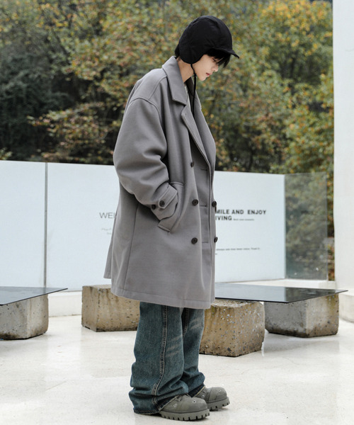 neos（ネオス）の「【neos -addictive design-】ビッグシルエット ウールライク ハーフ トレンチコート（トレンチコート・メンズ・ダークブラウン/チャコールグレー/グレイッシュベージュ/ブラック・LARGE/MEDIUM）」の21枚目の写真