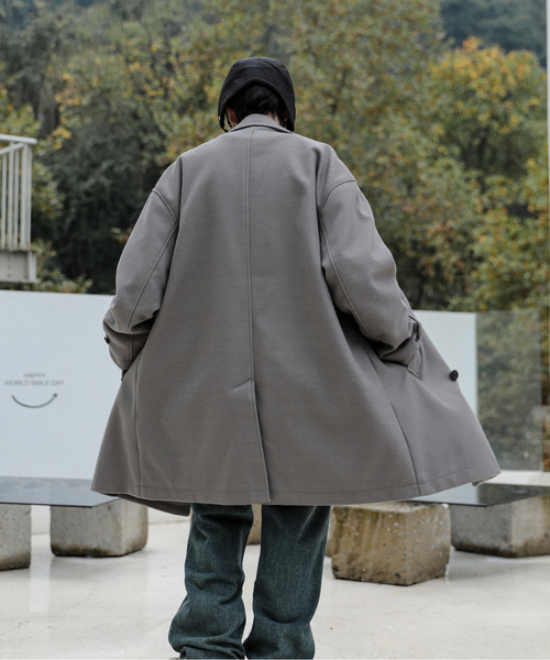 neos（ネオス）の「【neos -addictive design-】ビッグシルエット ウールライク ハーフ トレンチコート（トレンチコート・メンズ・ダークブラウン/チャコールグレー/グレイッシュベージュ/ブラック・LARGE/MEDIUM）」の22枚目の写真