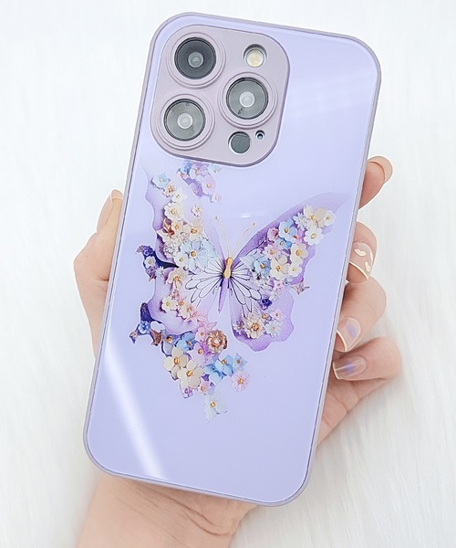 セール】3DフラワーバタフライiPhoneケース（スマホケース