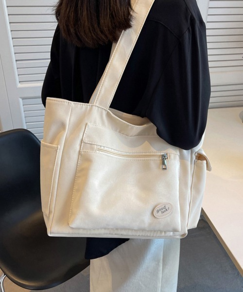 Miniministore（ミニミニストア）の「キャンバストートバッグ 韓国肩掛けバッグ（トートバッグ・レディース・ベージュ/ブラック/グリーン/アイボリー・フリー）」の2枚目の写真