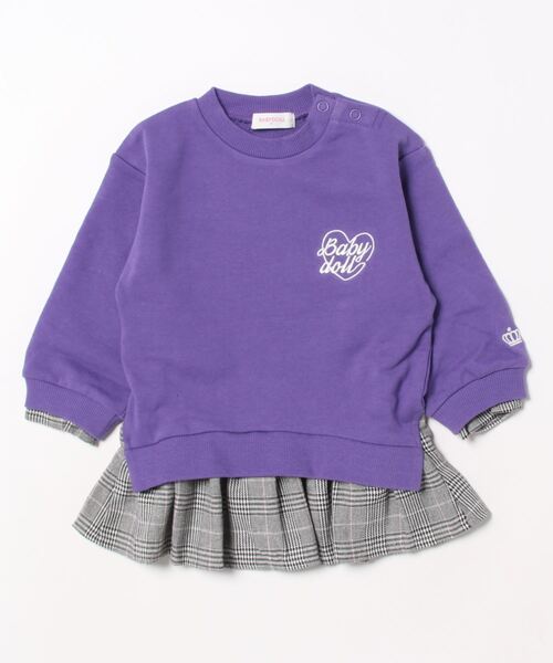 BABYDOLL(ベビードール)の「フリル袖ドッキング ワンピース 8954K(ワンピース・キッズ・パープル/オフホワイト・100cm/80cm/120cm/130cm/90cm/110cm/140cm)」の5枚目の写真