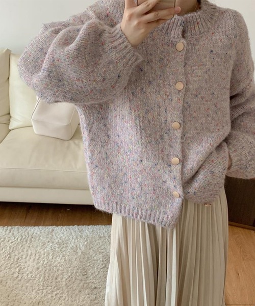 MILAE（ミレ）の「ミックスオーバーサイズニットカーディガン（カーディガン/ボレロ・レディース・オフホワイト/ライトパープル・FREE）」の7枚目の写真