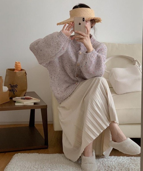 MILAE（ミレ）の「ミックスオーバーサイズニットカーディガン（カーディガン/ボレロ・レディース・オフホワイト/ライトパープル・FREE）」の8枚目の写真