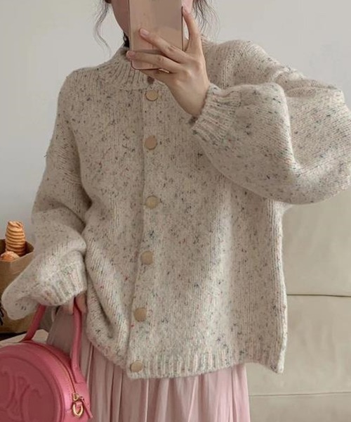 MILAE（ミレ）の「ミックスオーバーサイズニットカーディガン（カーディガン/ボレロ・レディース・オフホワイト/ライトパープル・FREE）」の5枚目の写真