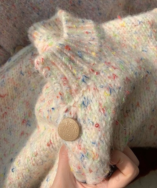 MILAE（ミレ）の「ミックスオーバーサイズニットカーディガン（カーディガン/ボレロ・レディース・オフホワイト/ライトパープル・FREE）」の9枚目の写真