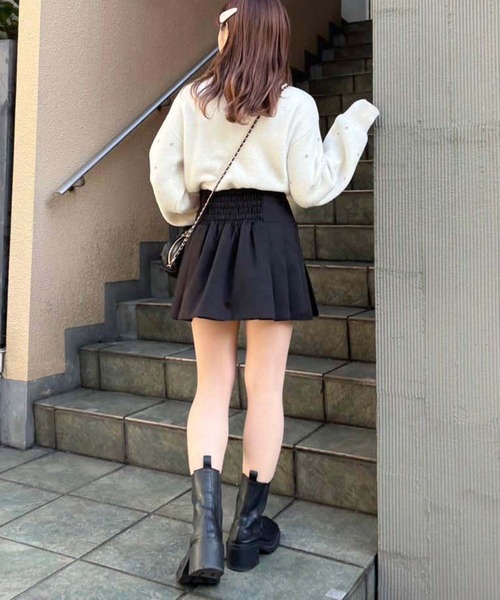 one after another NICE CLAUP（ワンアフターアナザーナイスクラップ）の「キラキラビジュー付きカッティングニット（ニット/セーター・レディース・ブラック/アイボリー/ブルーグレー・FREE）」の10枚目の写真