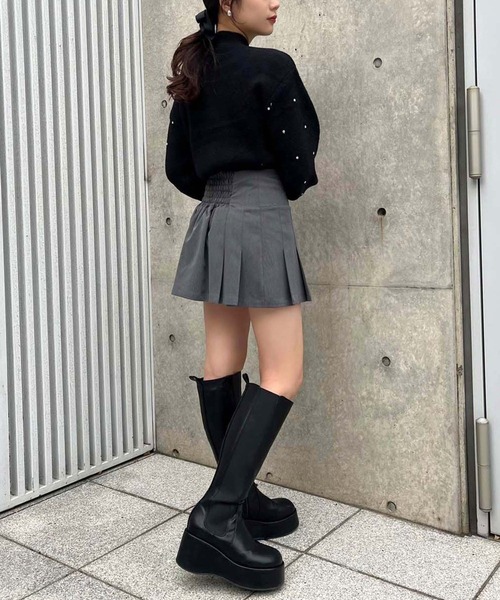 one after another NICE CLAUP（ワンアフターアナザーナイスクラップ）の「キラキラビジュー付きカッティングニット（ニット/セーター・レディース・ブラック/アイボリー/ブルーグレー・FREE）」の20枚目の写真
