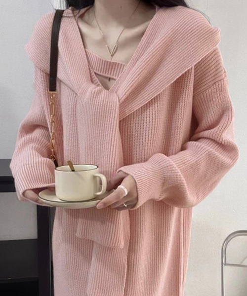 Miniministore（ミニミニストア）の「ニットワンピース レディース 韓国 秋冬（ワンピース・レディース・オフホワイト/ピンク/ブラック/ライトグリーン・フリー）」の15枚目の写真