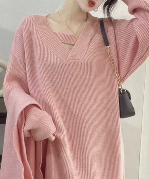 Miniministore（ミニミニストア）の「ニットワンピース レディース 韓国 秋冬（ワンピース・レディース・オフホワイト/ピンク/ブラック/ライトグリーン・フリー）」の16枚目の写真