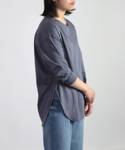 OWLEYE by domingo（アウルアイ バイドミンゴ）の「[ OWLEYE by domingo / アウルアイ ] 60/- シルケットスムースラウンドプルオーバー（スウェット・レディース・グレイッシュベージュ/ブルーグレー/ホワイト・FREE）」の19枚目の写真