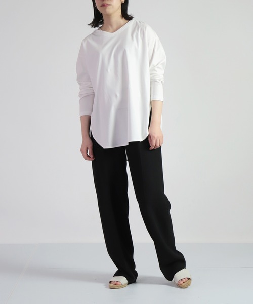 OWLEYE by domingo（アウルアイ バイドミンゴ）の「[ OWLEYE by domingo / アウルアイ ] 60/- シルケットスムースラウンドプルオーバー（スウェット・レディース・グレイッシュベージュ/ブルーグレー/ホワイト・FREE）」の9枚目の写真