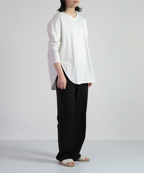 OWLEYE by domingo（アウルアイ バイドミンゴ）の「[ OWLEYE by domingo / アウルアイ ] 60/- シルケットスムースラウンドプルオーバー（スウェット・レディース・グレイッシュベージュ/ブルーグレー/ホワイト・FREE）」の6枚目の写真