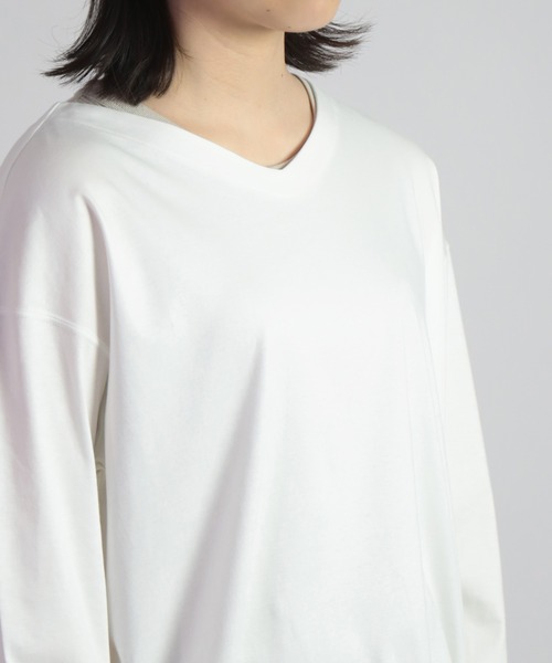 OWLEYE by domingo（アウルアイ バイドミンゴ）の「[ OWLEYE by domingo / アウルアイ ] 60/- シルケットスムースラウンドプルオーバー（スウェット・レディース・グレイッシュベージュ/ブルーグレー/ホワイト・FREE）」の10枚目の写真