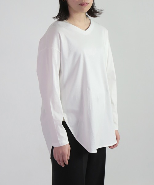 OWLEYE by domingo（アウルアイ バイドミンゴ）の「[ OWLEYE by domingo / アウルアイ ] 60/- シルケットスムースラウンドプルオーバー（スウェット・レディース・グレイッシュベージュ/ブルーグレー/ホワイト・FREE）」の5枚目の写真