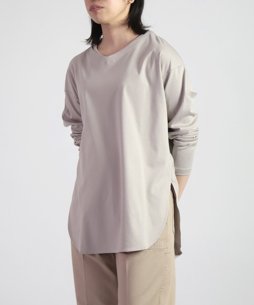 OWLEYE by domingo（アウルアイ バイドミンゴ）の「[ OWLEYE by domingo / アウルアイ ] 60/- シルケットスムースラウンドプルオーバー（スウェット・レディース・グレイッシュベージュ/ブルーグレー/ホワイト・FREE）」の22枚目の写真