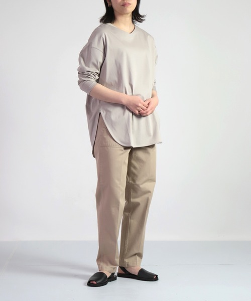 OWLEYE by domingo（アウルアイ バイドミンゴ）の「[ OWLEYE by domingo / アウルアイ ] 60/- シルケットスムースラウンドプルオーバー（スウェット・レディース・グレイッシュベージュ/ブルーグレー/ホワイト・FREE）」の7枚目の写真
