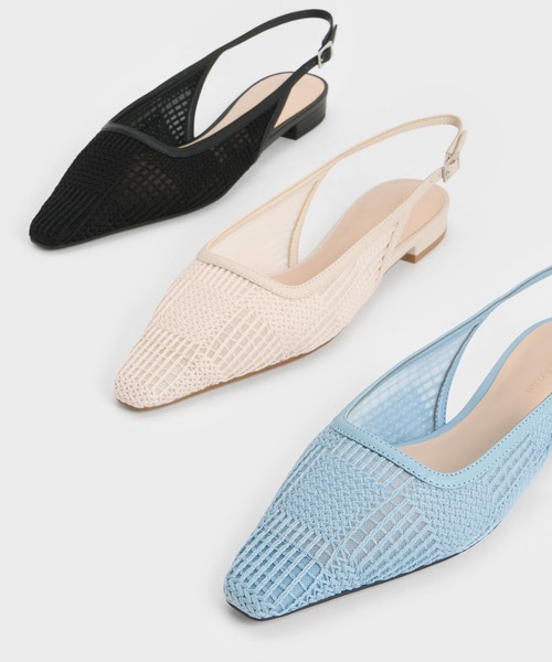 CHARLES & KEITH(チャールズ & キース)の「メッシュ ウーブンスリングバックフラット(パンプス・レディース・ブルー/ブラック系その他2・22.5cm/23cm/23.5cm/24.5cm/25cm)」の7枚目の写真