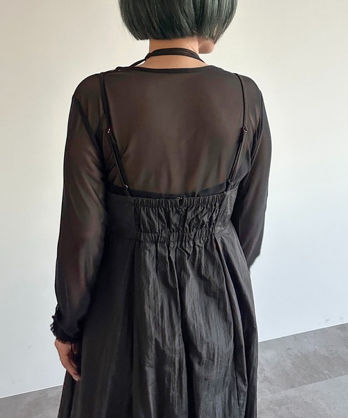 apres jour mignon(アプレジュールミニョン)の「ナイロン異素材キャミワンピース【ZOZOTOWN限定アイテム】(ワンピース・レディース・ネイビー/ブラック・MEDIUM/SMALL/X-LARGE)」の7枚目の写真