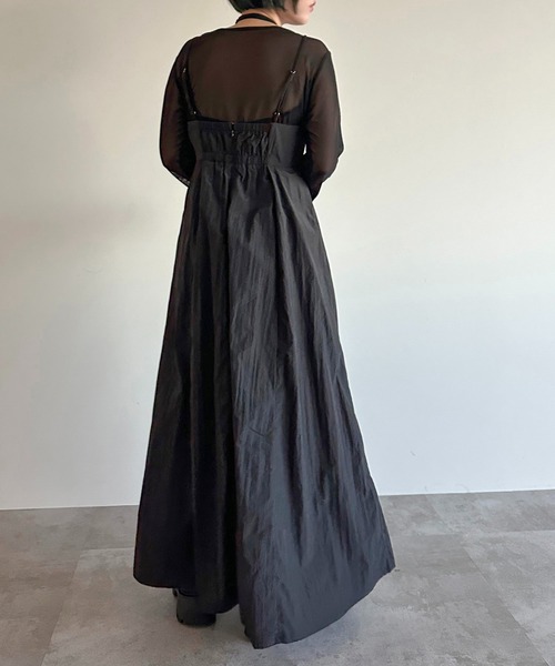 apres jour mignon(アプレジュールミニョン)の「ナイロン異素材キャミワンピース【ZOZOTOWN限定アイテム】(ワンピース・レディース・ネイビー/ブラック・MEDIUM/SMALL/X-LARGE)」の13枚目の写真