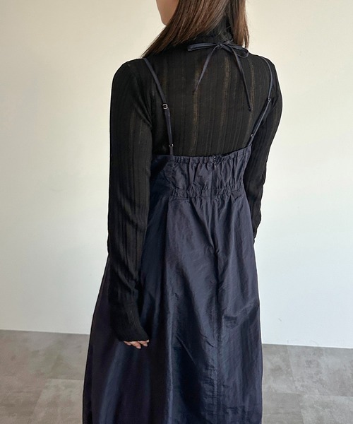 apres jour mignon(アプレジュールミニョン)の「ナイロン異素材キャミワンピース【ZOZOTOWN限定アイテム】(ワンピース・レディース・ネイビー/ブラック・MEDIUM/SMALL/X-LARGE)」の15枚目の写真