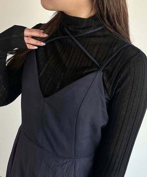 apres jour mignon(アプレジュールミニョン)の「ナイロン異素材キャミワンピース【ZOZOTOWN限定アイテム】(ワンピース・レディース・ネイビー/ブラック・MEDIUM/SMALL/X-LARGE)」の16枚目の写真