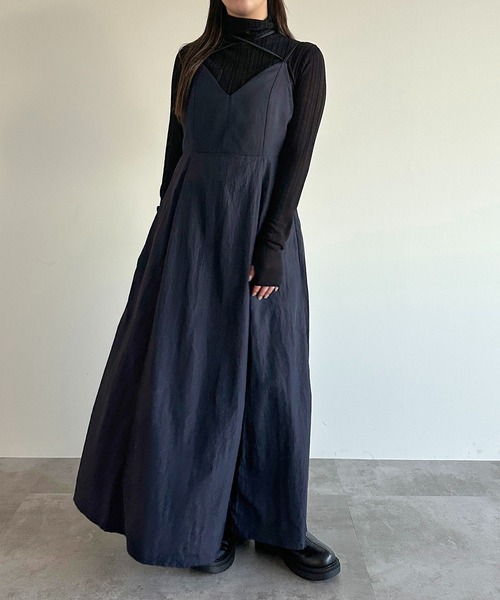 apres jour mignon(アプレジュールミニョン)の「ナイロン異素材キャミワンピース【ZOZOTOWN限定アイテム】(ワンピース・レディース・ネイビー/ブラック・MEDIUM/SMALL/X-LARGE)」の18枚目の写真