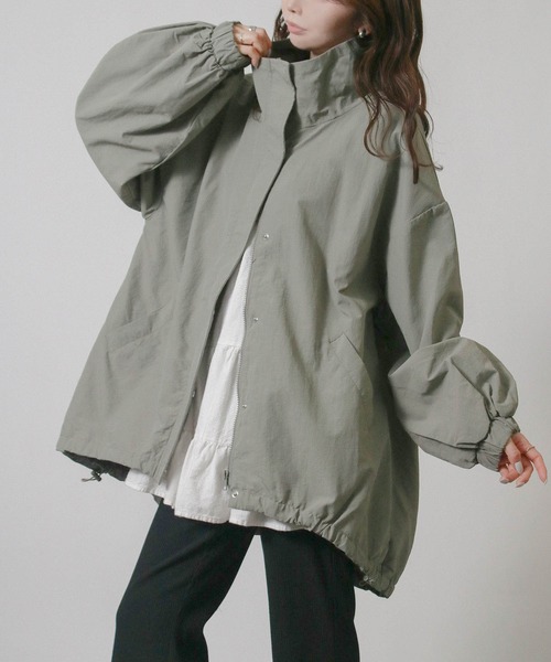 Social GIRL（ソーシャルガール）の「スタンドカラー モンスターパーカー モンスターコート（マウンテンパーカー・レディース・アイボリー/グレイッシュベージュ/カーキ/ブラック・M/L）」の4枚目の写真