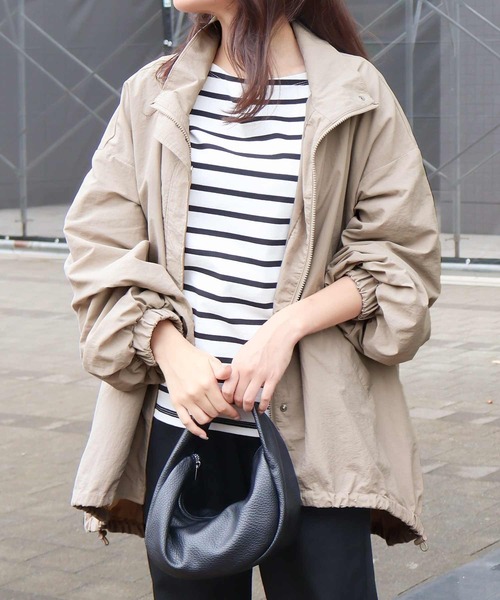 Social GIRL（ソーシャルガール）の「スタンドカラー モンスターパーカー モンスターコート（マウンテンパーカー・レディース・アイボリー/グレイッシュベージュ/カーキ/ブラック・M/L）」の3枚目の写真