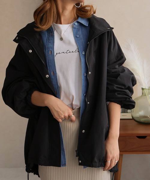 Social GIRL（ソーシャルガール）の「スタンドカラー モンスターパーカー モンスターコート（マウンテンパーカー・レディース・アイボリー/グレイッシュベージュ/カーキ/ブラック・M/L）」の9枚目の写真