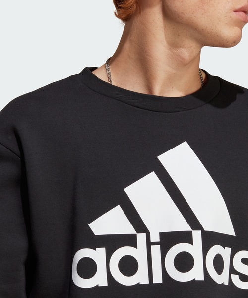 adidas レトロ アディダス ビックロゴ トレーナー　L-Oサイズ 新品アディダスADIDASスウェット黒ビッグロゴ白フードLパーカー