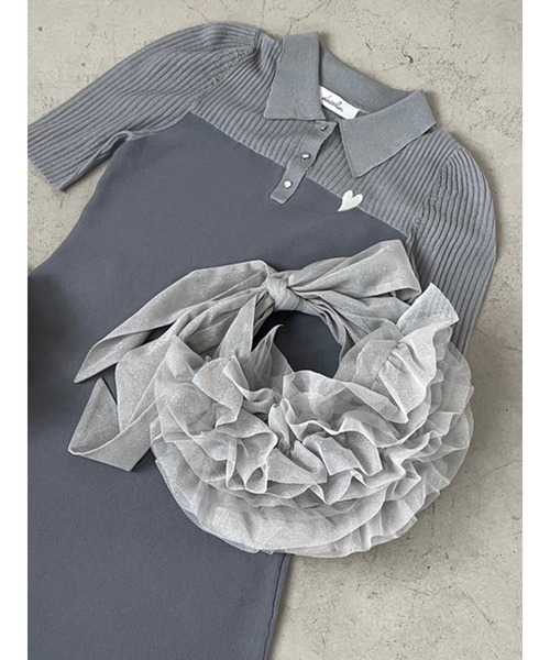 dazzlin（ダズリン）の「チュールフリルマルチwayビスチェバッグ（ベスト・レディース・グレー/ブルー/オレンジ/パープル/その他1/ピンク/グリーン・FREE）」の3枚目の写真