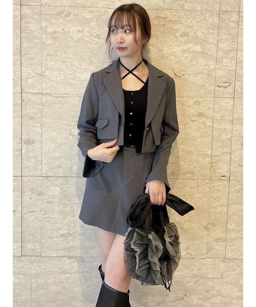 dazzlin（ダズリン）の「チュールフリルマルチwayビスチェバッグ（ベスト・レディース・グレー/ブルー/オレンジ/パープル/その他1/ピンク/グリーン・FREE）」の8枚目の写真