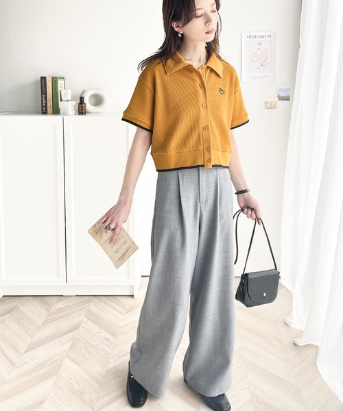 classicalelf（クラシカルエルフ）の「大人レディな正統派。胸刺繍ワッフル短丈ポロカーデ（ポロシャツ・レディース・ブラック/オレンジ/ホワイト/ベージュ・LARGE/MEDIUM/SMALL/X-LARGE）」の18枚目の写真