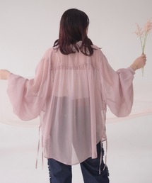 シアーシャツ / サイドスリット / サイドリボン / 袖ボリューム