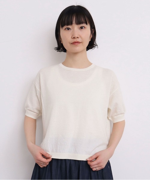 ニット セーター C/ぽんぽんサマーニット レディース l'atelier du savon（アトリエドサボン）の「C/ぽんぽんサマー