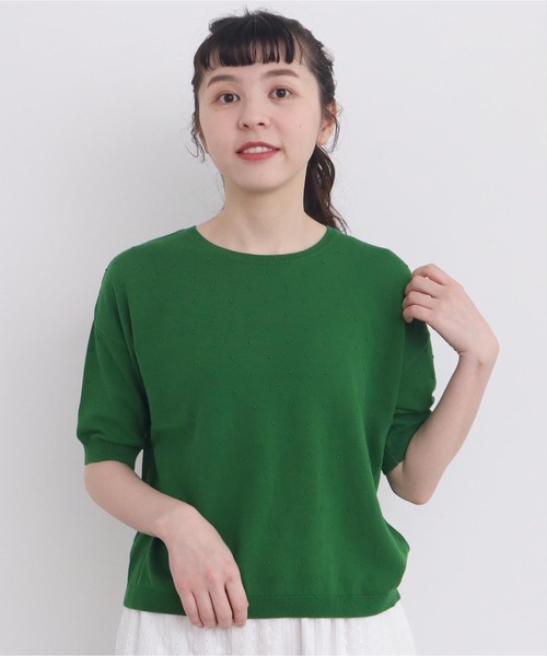 ニット セーター C/ぽんぽんサマーニット レディース l'atelier du savon（アトリエドサボン）の「C/ぽんぽんサマー