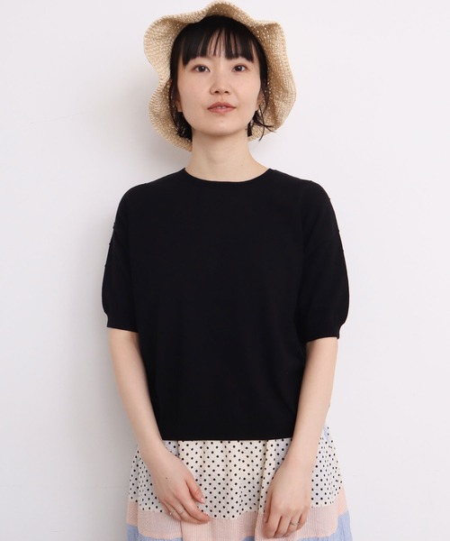 ニット セーター C/ぽんぽんサマーニット レディース l'atelier du savon（アトリエドサボン）の「C/ぽんぽんサマー