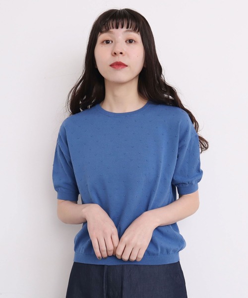 ニット セーター C/ぽんぽんサマーニット レディース l'atelier du savon（アトリエドサボン）の「C/ぽんぽんサマー